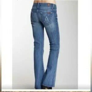 7 For All Mankind APocket Flare Dark Wash Jeans Womens Size 28 Denim Cotton Blen